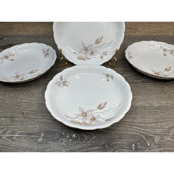 Crown Heiden Bavaria Porcelain Salad Plates 7.5” Scalloped Edge & Gold Rim-4 Pc - Picture 3 of 10
